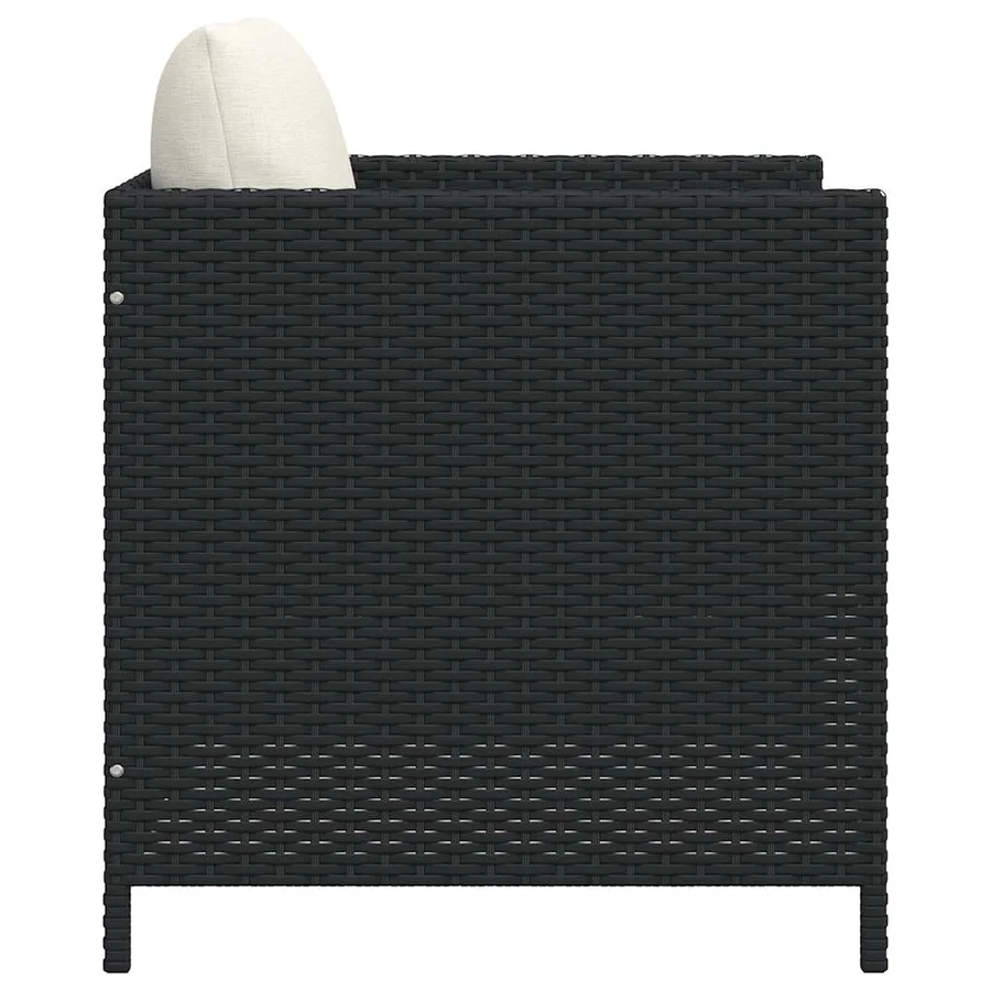 Canapé de jardin avec coussins Noir Résine tressée - 5