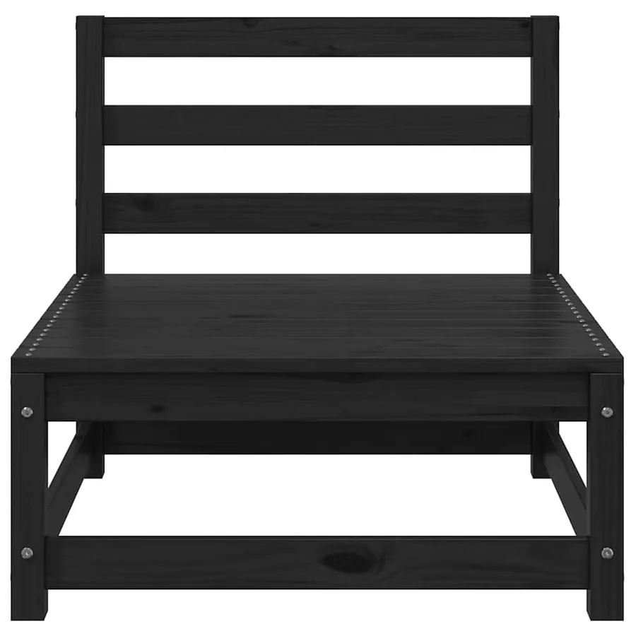 Salon de jardin 3 pcs noir bois de pin massif - 6