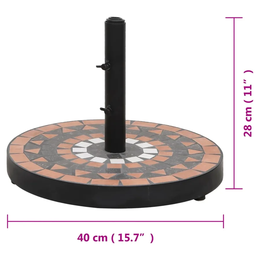 Base de parasol terre cuite et blanc rond 12 kg - 7