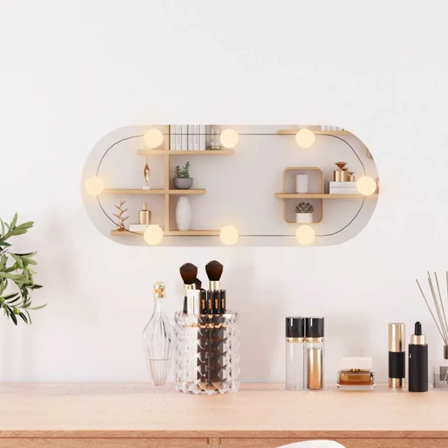 Miroir mural avec lumières LED 20x50 cm verre ovale - 3