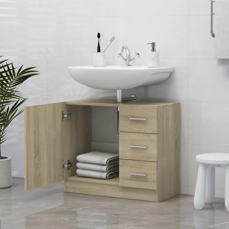 Armoire d'évier Chêne sonoma 63x30x54 cm Bois d'ingénierie - 3