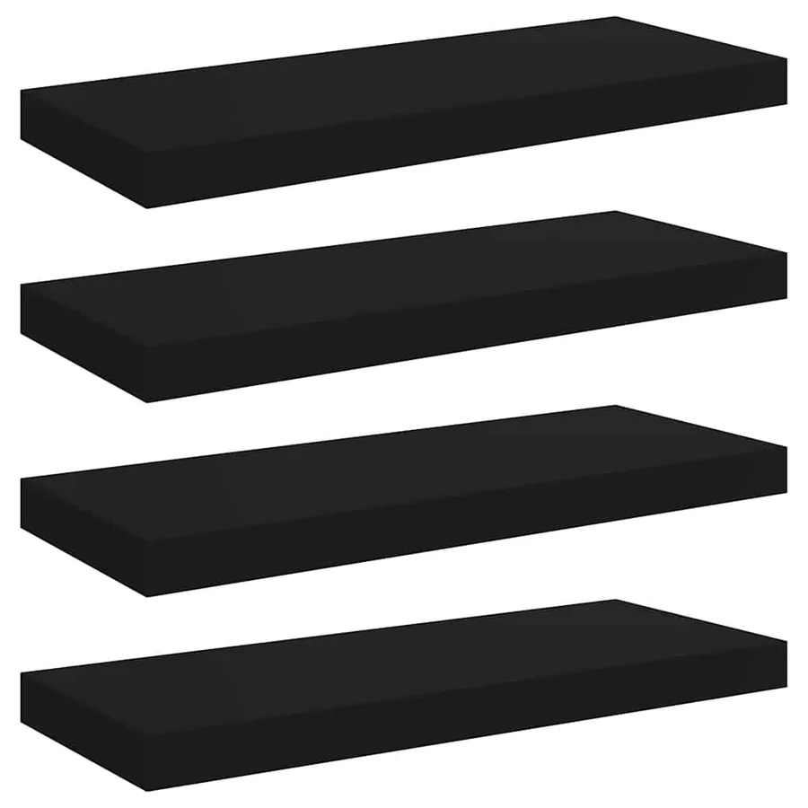 Étagères murales flottantes 4 pcs noir 60x23,5x3,8 cm MDF - 2