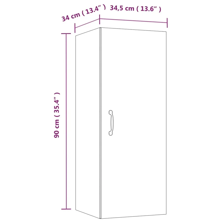 Armoire murale Gris béton 34,5x34x90 cm Bois d'ingénierie - 11