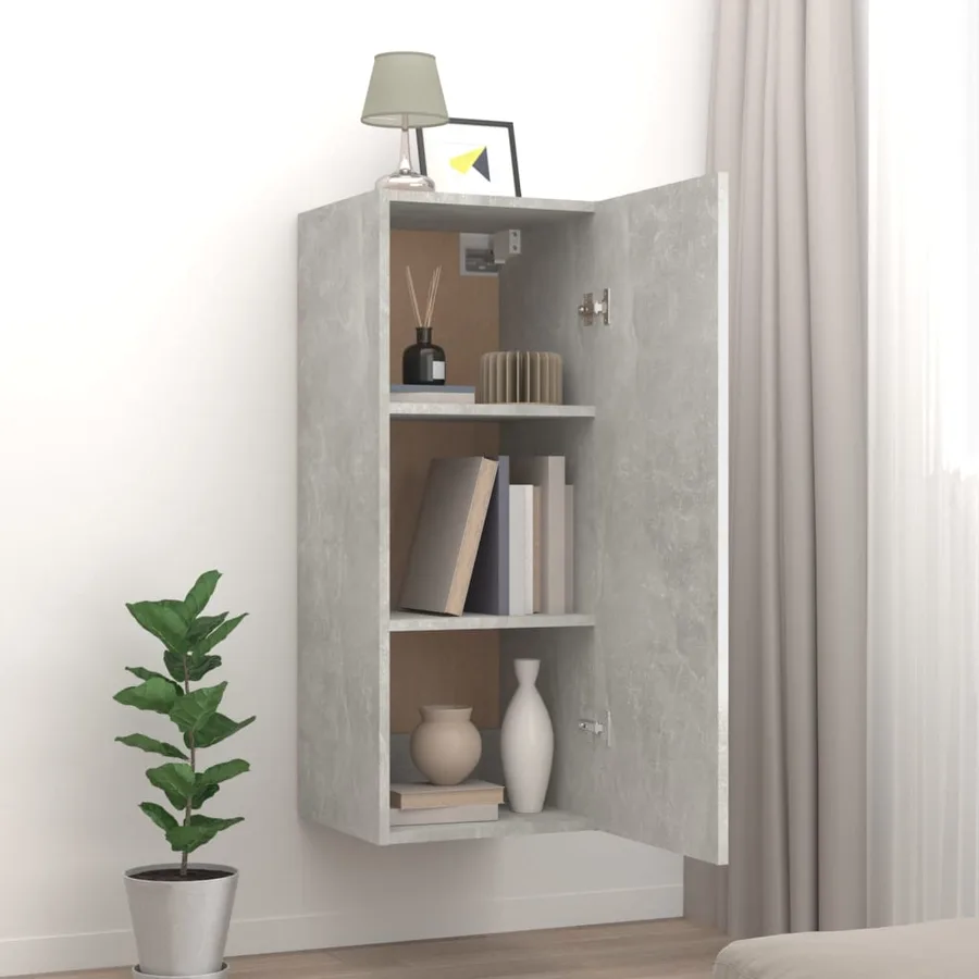 Armoire murale Gris béton 34,5x34x90 cm Bois d'ingénierie - 3