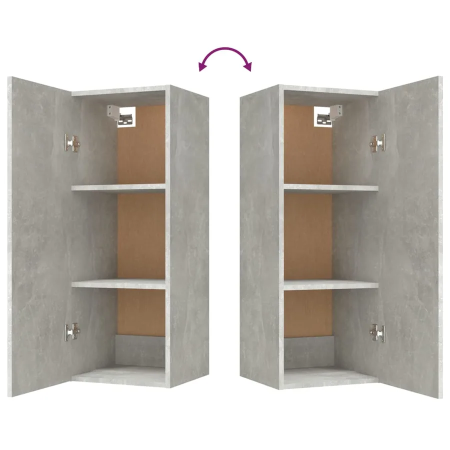 Armoire murale Gris béton 34,5x34x90 cm Bois d'ingénierie - 9