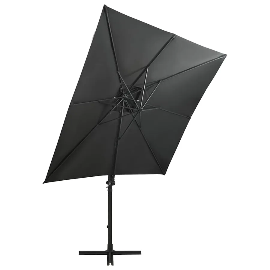 Parasol de jardin en porte-à-faux avec mât et lumières LED - 3