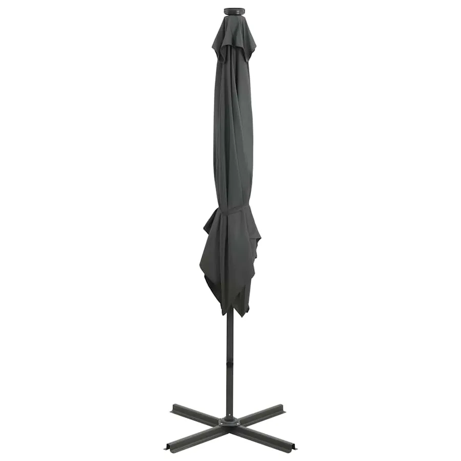 Parasol de jardin en porte-à-faux avec mât et lumières LED - 6