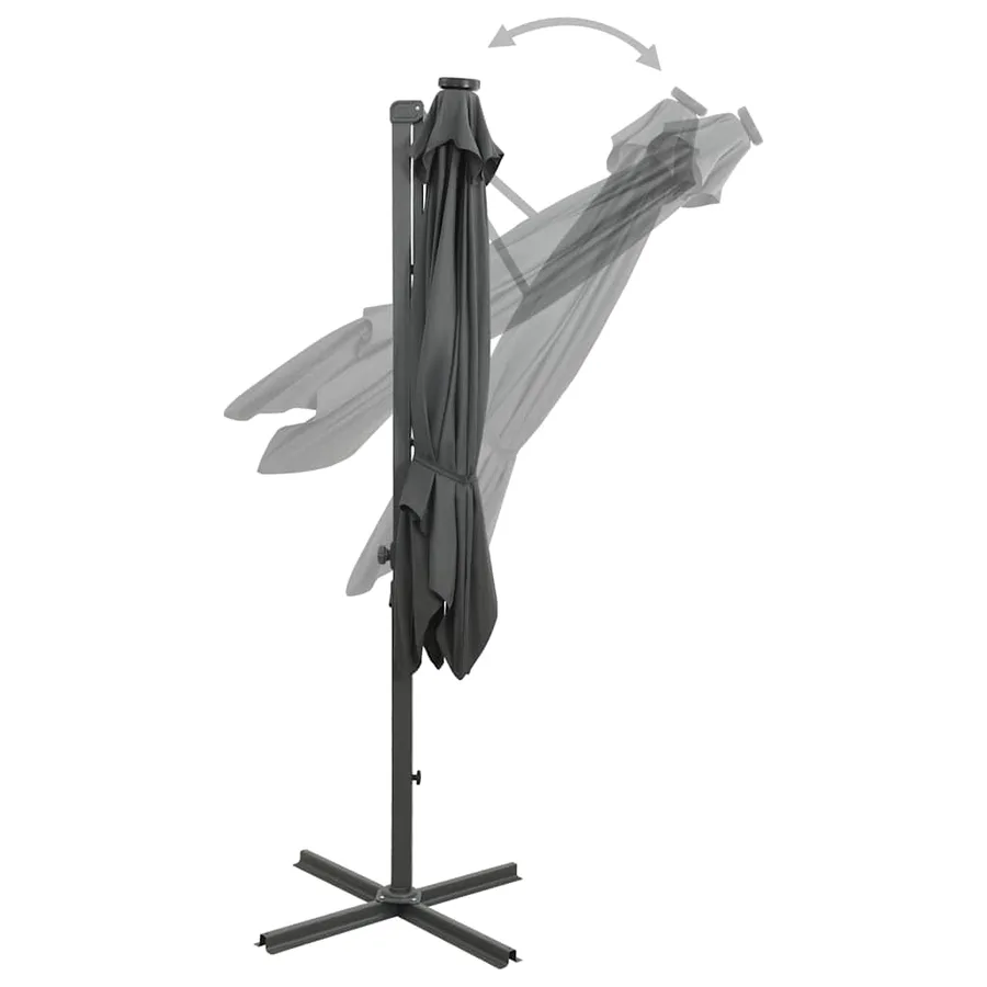 Parasol de jardin en porte-à-faux avec mât et lumières LED - 7
