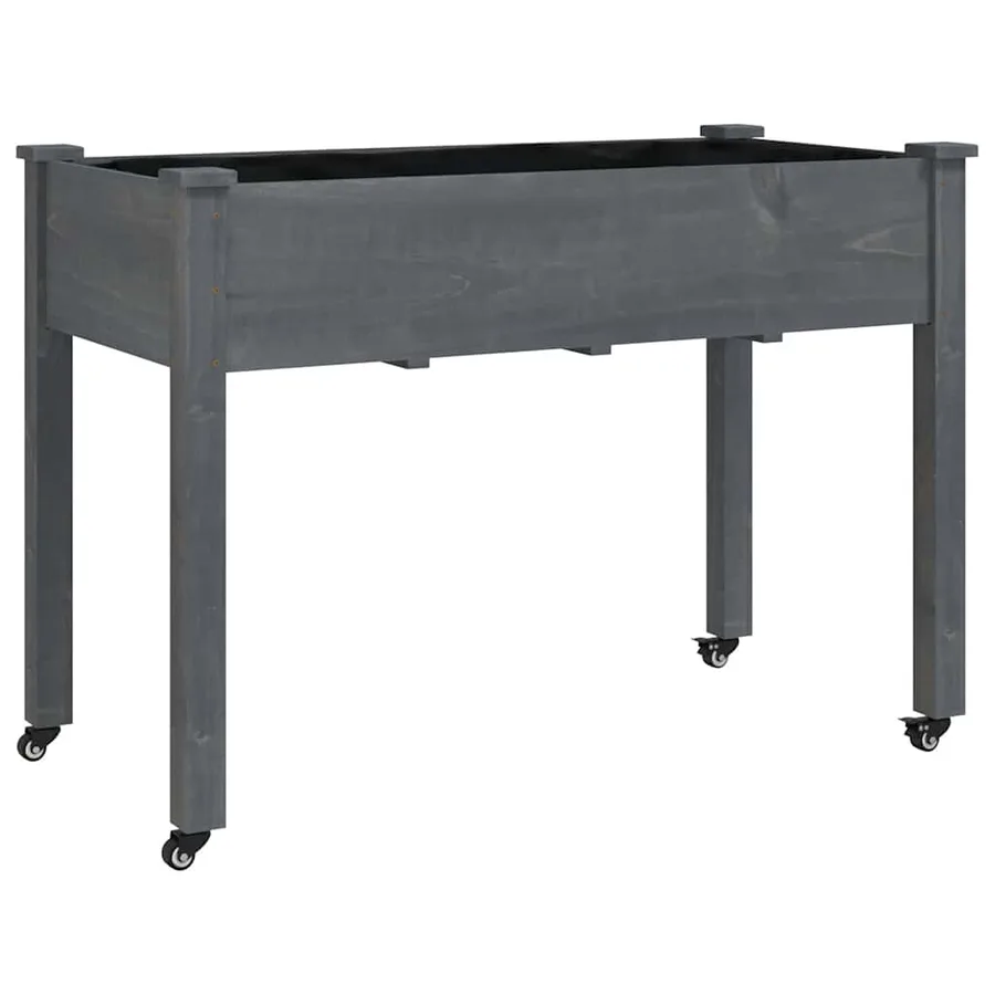 Jardinière sur roues avec doublure gris 118x59x80 cm bois sapin - 2