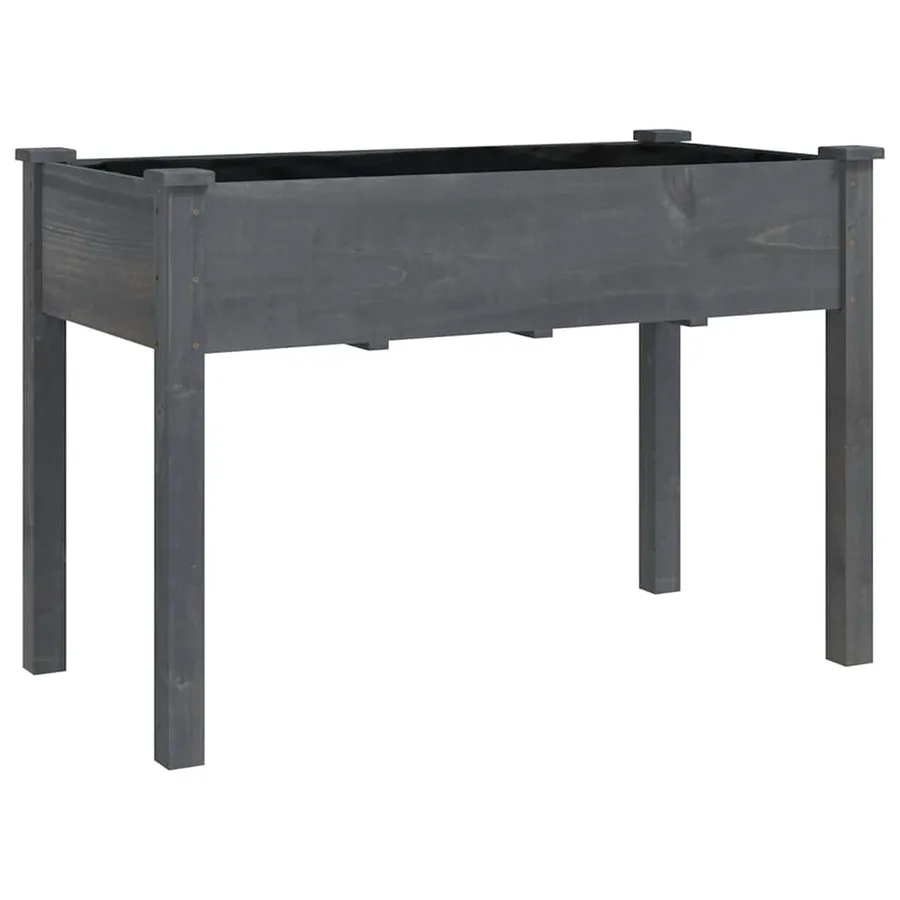 Jardinière sur roues avec doublure gris 118x59x80 cm bois sapin - 3