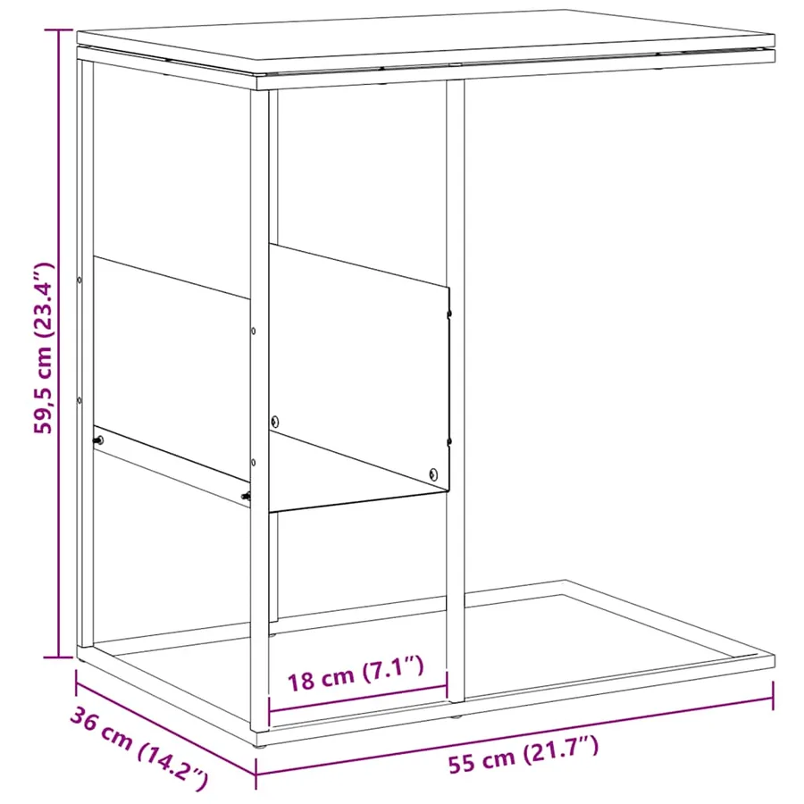 Table d'appoint Noir 55x36x59,5 cm Bois d'ingénierie - 8