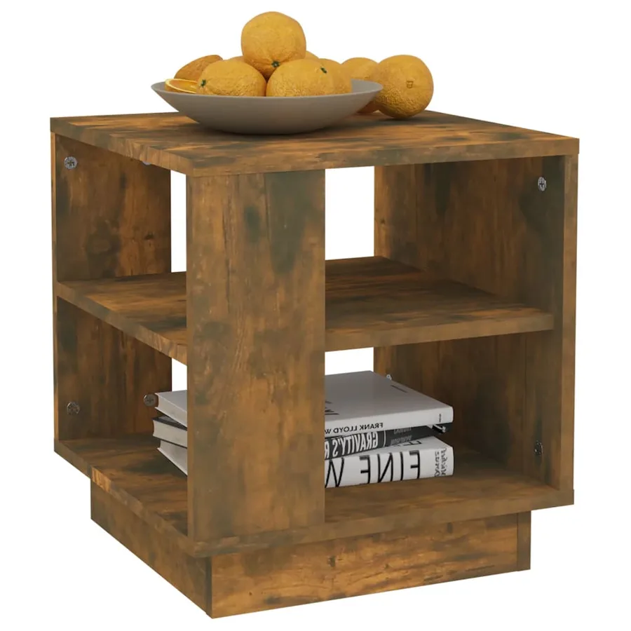 Table basse chêne fumé 40x40x43 cm bois d'ingénierie - 6
