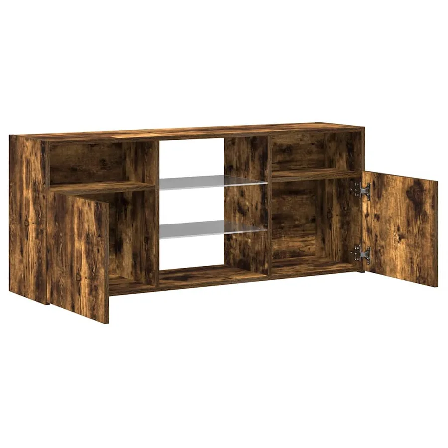 Meuble TV avec lumières LED Chêne fumé 120x30x50 cm - 10