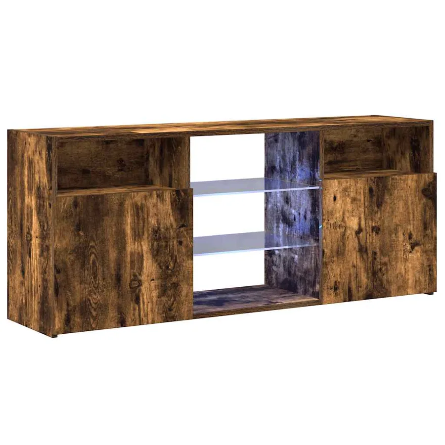 Meuble TV avec lumières LED Chêne fumé 120x30x50 cm - 3