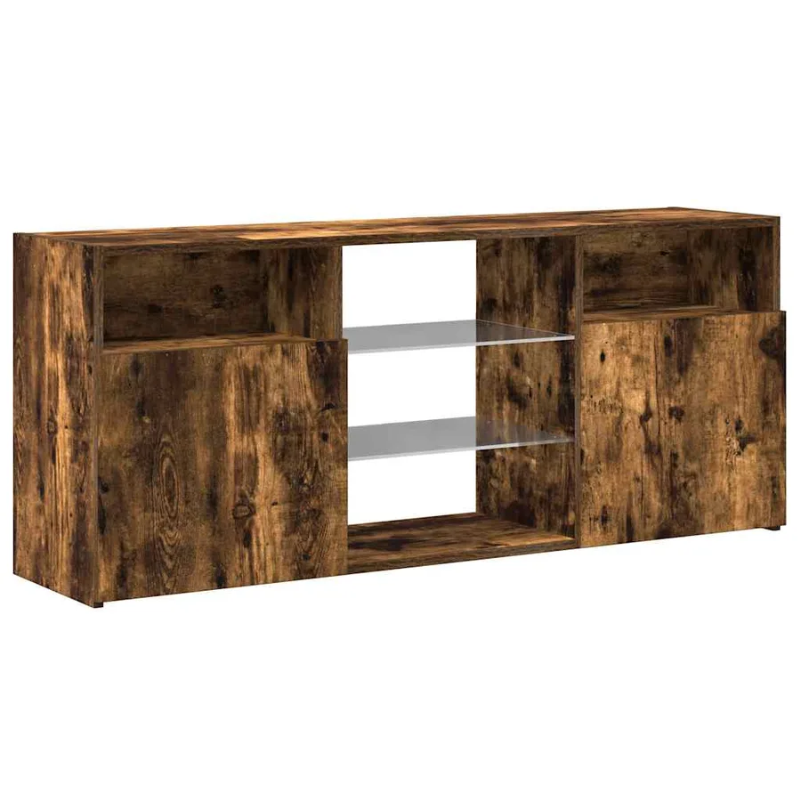 Meuble TV avec lumières LED Chêne fumé 120x30x50 cm - 6