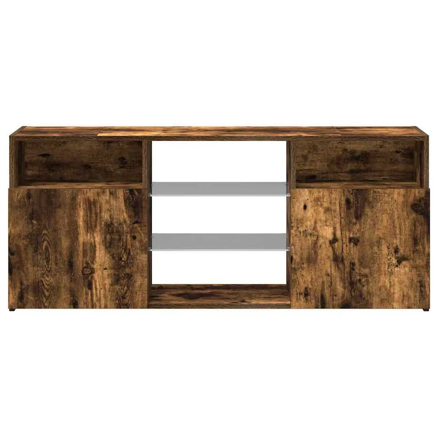 Meuble TV avec lumières LED Chêne fumé 120x30x50 cm - 7
