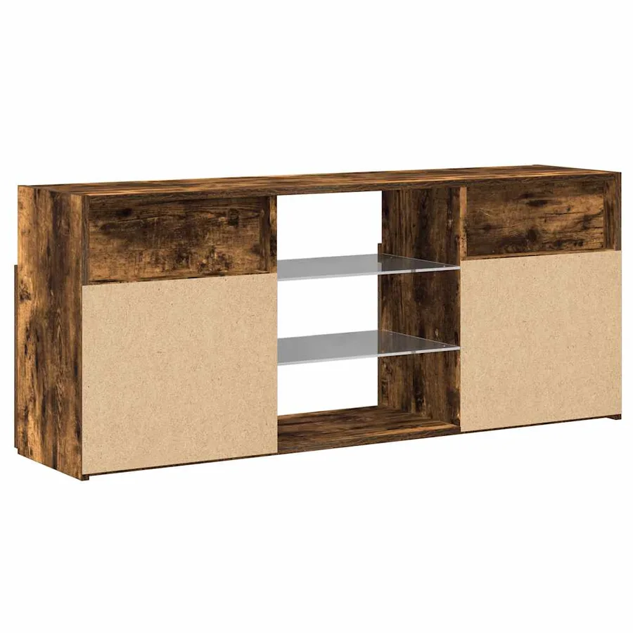 Meuble TV avec lumières LED Chêne fumé 120x30x50 cm - 9