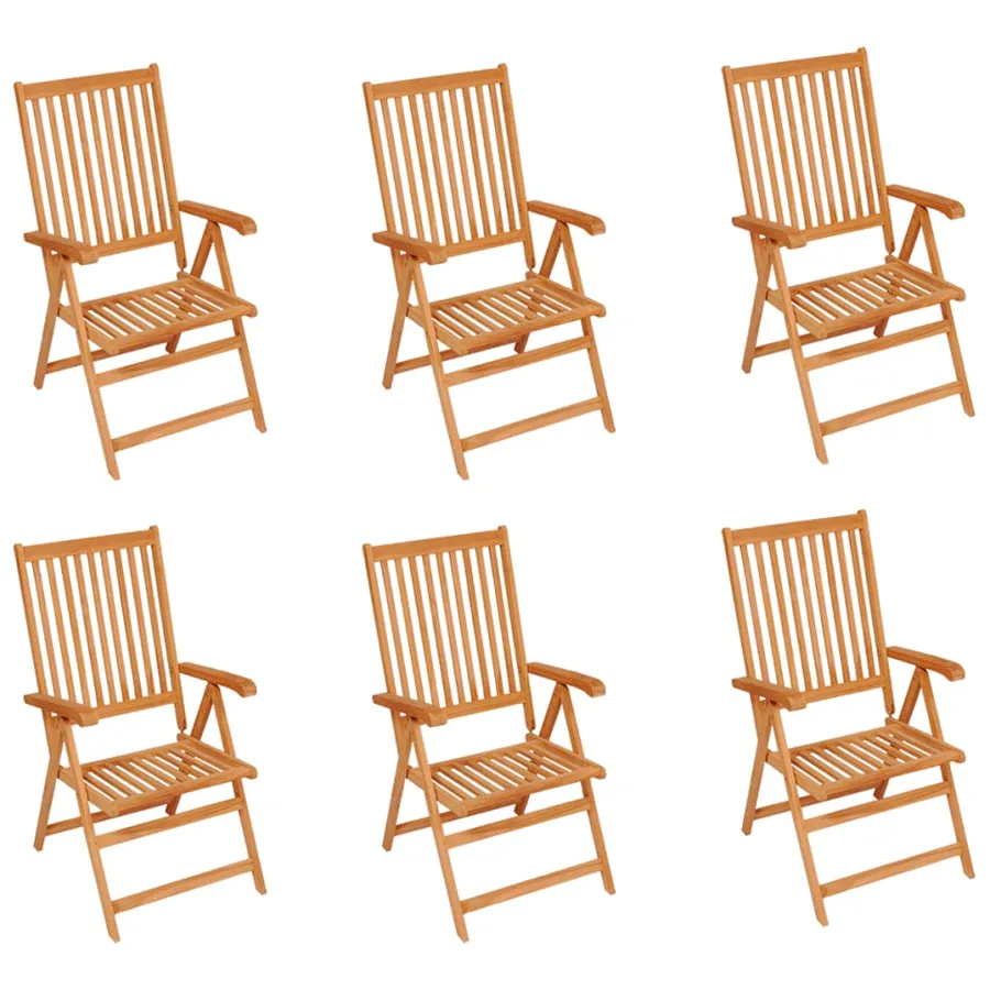 Chaises de jardin lot de 6 avec coussins vert vif Bois de teck - 2