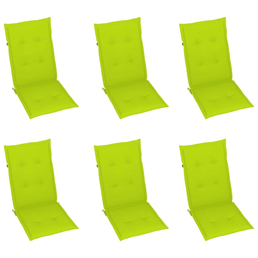 Chaises de jardin lot de 6 avec coussins vert vif Bois de teck - 6