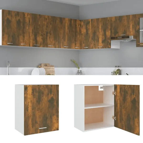Armoire suspendue "Lyon" Chêne fumé 50 x 31 x 60 cm Bois d'ingénierie