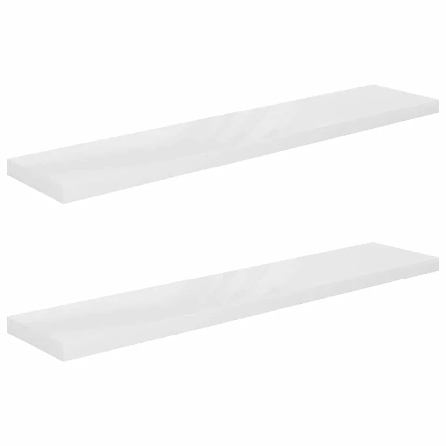 Étagère murale flottante 2pcs Blanc brillant 120x23,5x3,8cm MDF - 2