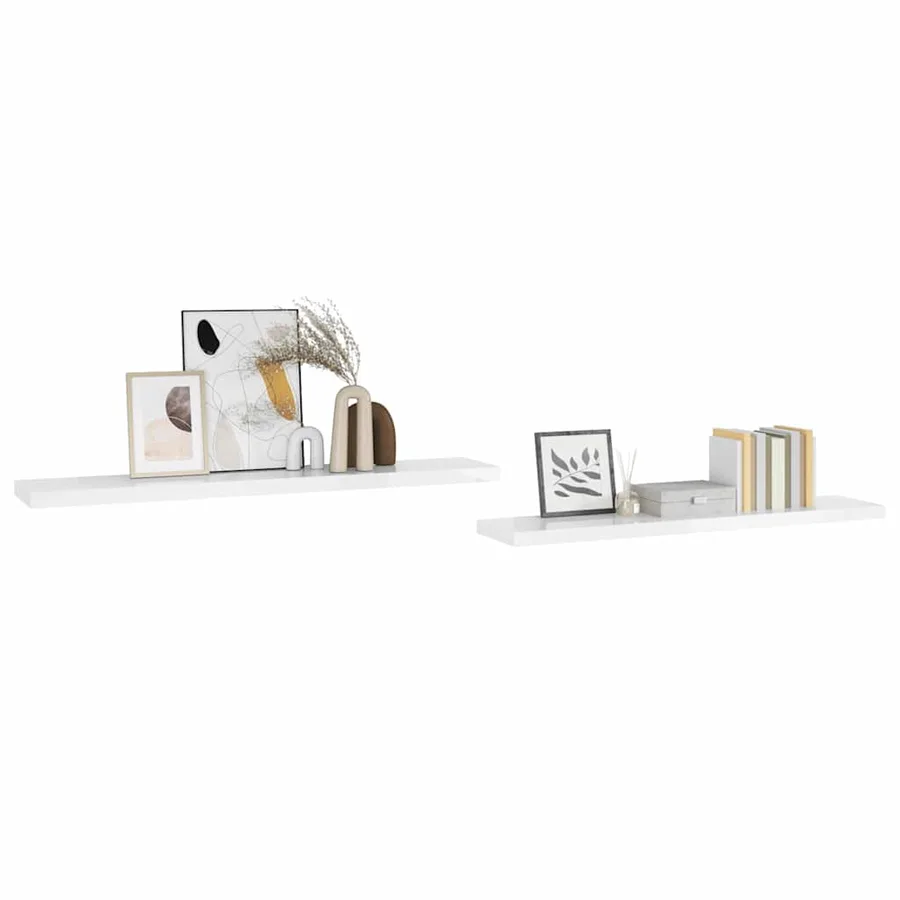 Étagère murale flottante 2pcs Blanc brillant 120x23,5x3,8cm MDF - 5