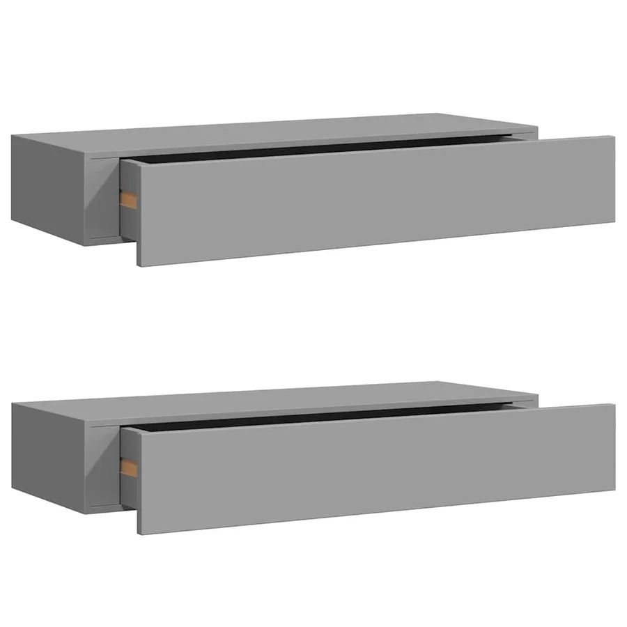 Étagères à tiroirs murales 2 pcs gris 60x23,5x10 cm MDF - 2