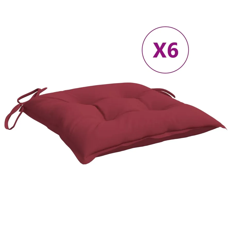 Coussins de palette lot de 6 rouge bordeaux 50x50x7 cm - 2