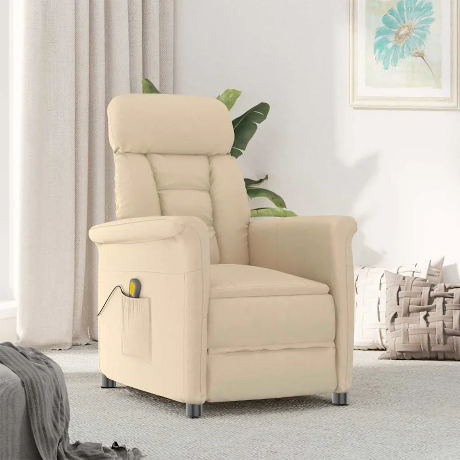 Chaise de massage Crème 96,5 x 70,5 x 95 cm Microfibre - 2