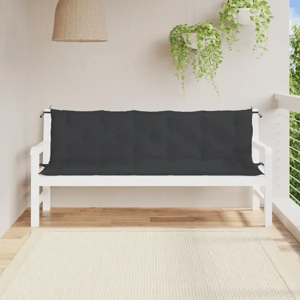 Coussins de banc jardin lot de 2 noir 180x50x7 cm tissu Oxford