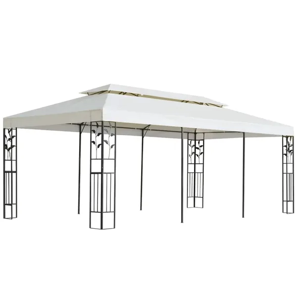 Belvédère à double toit blanc 6x3 m acier