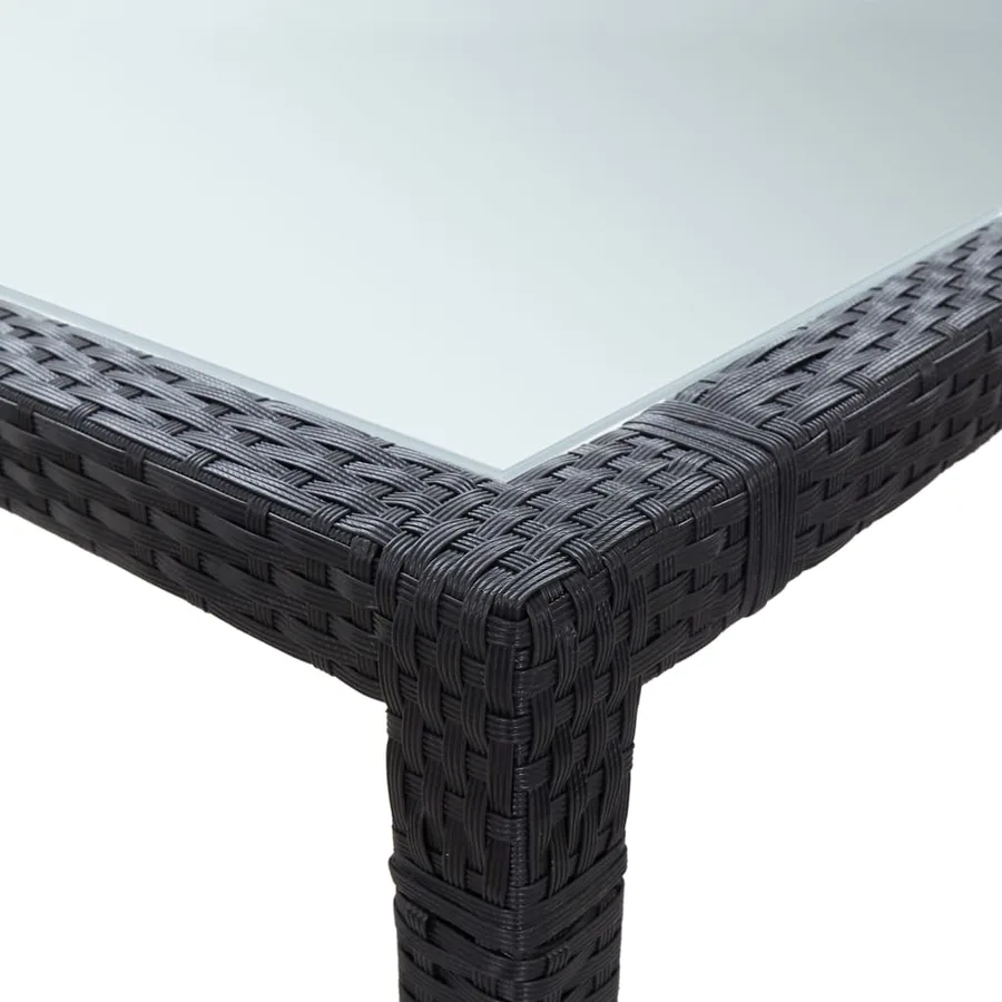 Table à dîner d'extérieur Noir 200x150x74 cm Résine tressée - 3