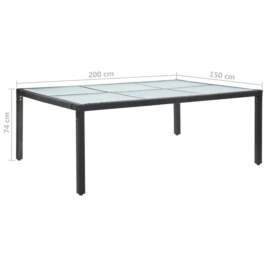 Table à dîner d'extérieur Noir 200x150x74 cm Résine tressée - 5