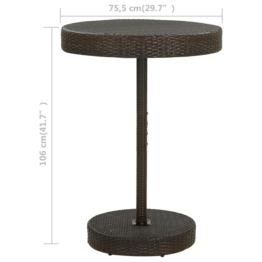 Table de jardin Marron 75,5x106 cm Résine tressée - 5