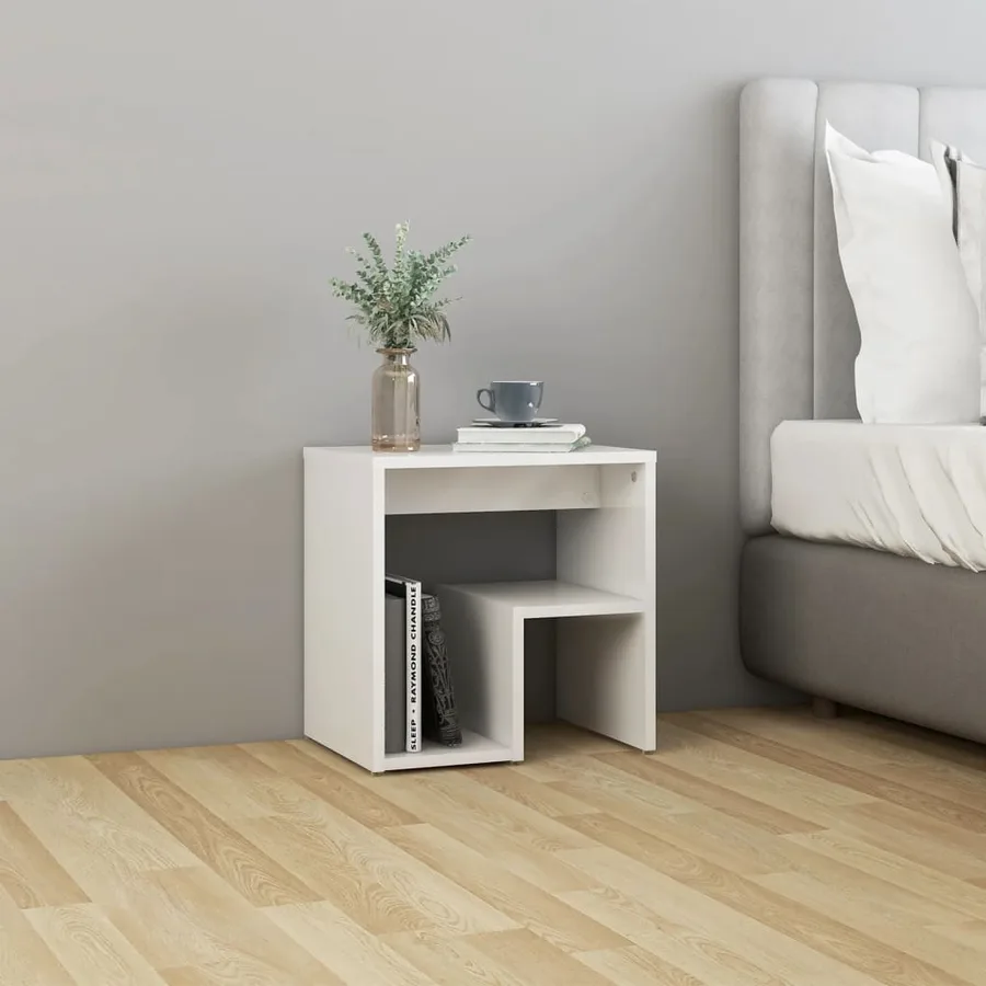 Tables de chevet 2pcs blanc brillant 40x30x40cm bois ingénierie - 3