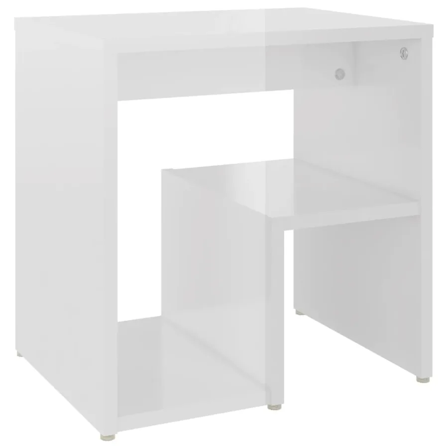 Tables de chevet 2pcs blanc brillant 40x30x40cm bois ingénierie - 4