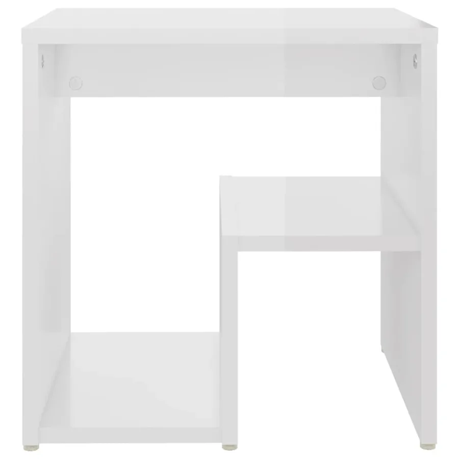 Tables de chevet 2pcs blanc brillant 40x30x40cm bois ingénierie - 5