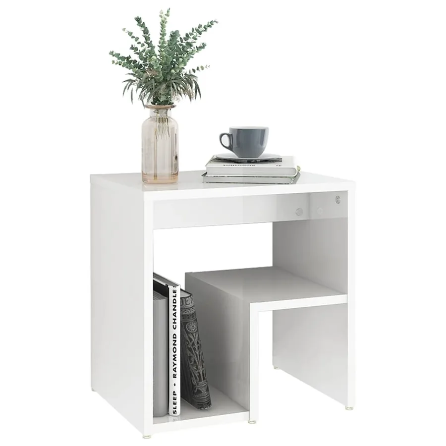 Tables de chevet 2pcs blanc brillant 40x30x40cm bois ingénierie - 7