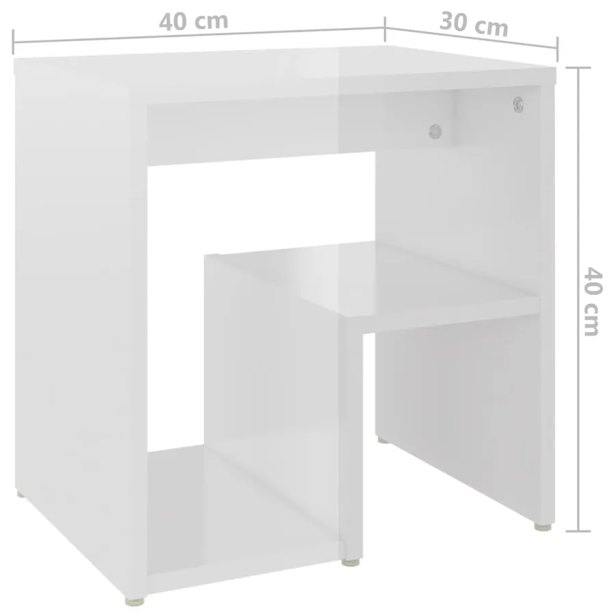 Tables de chevet 2pcs blanc brillant 40x30x40cm bois ingénierie - 9