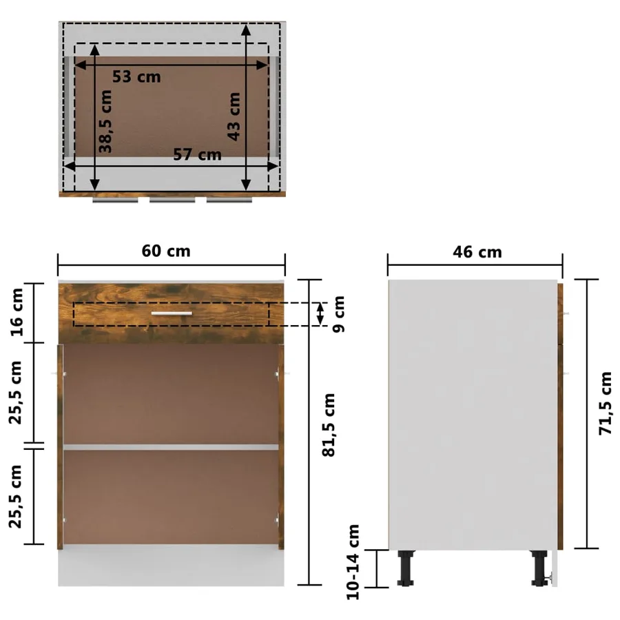Armoire à tiroirs "Lyon" Chêne fumé 60 x 46 x 81,5 cm Bois d'ingénierie - 10