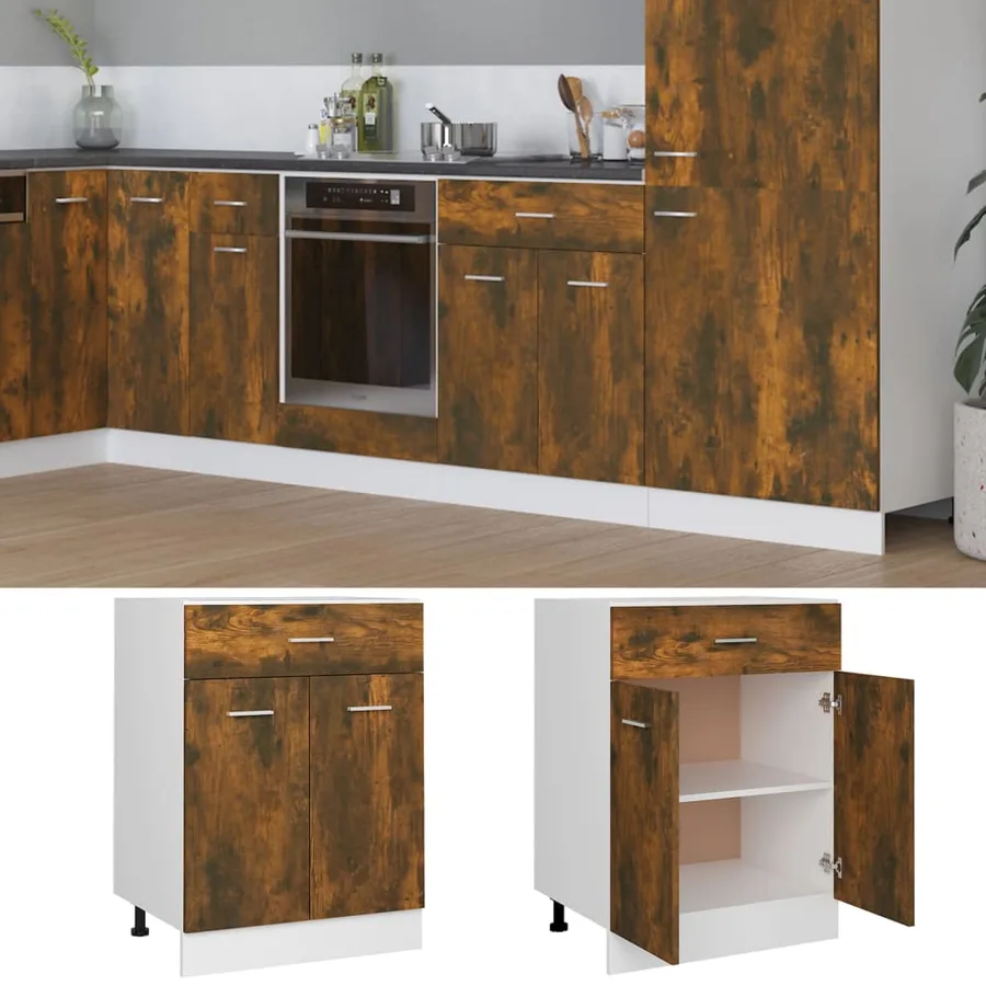 Armoire à tiroirs "Lyon" Chêne fumé 60 x 46 x 81,5 cm Bois d'ingénierie - 3