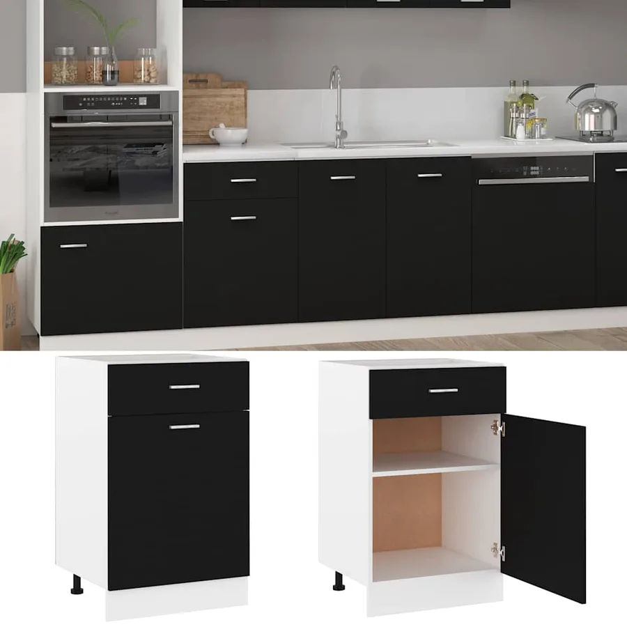 Armoire à tiroirs "Lyon" Noir 50 x 46 x 81,5 cm Bois d'ingénierie - 2
