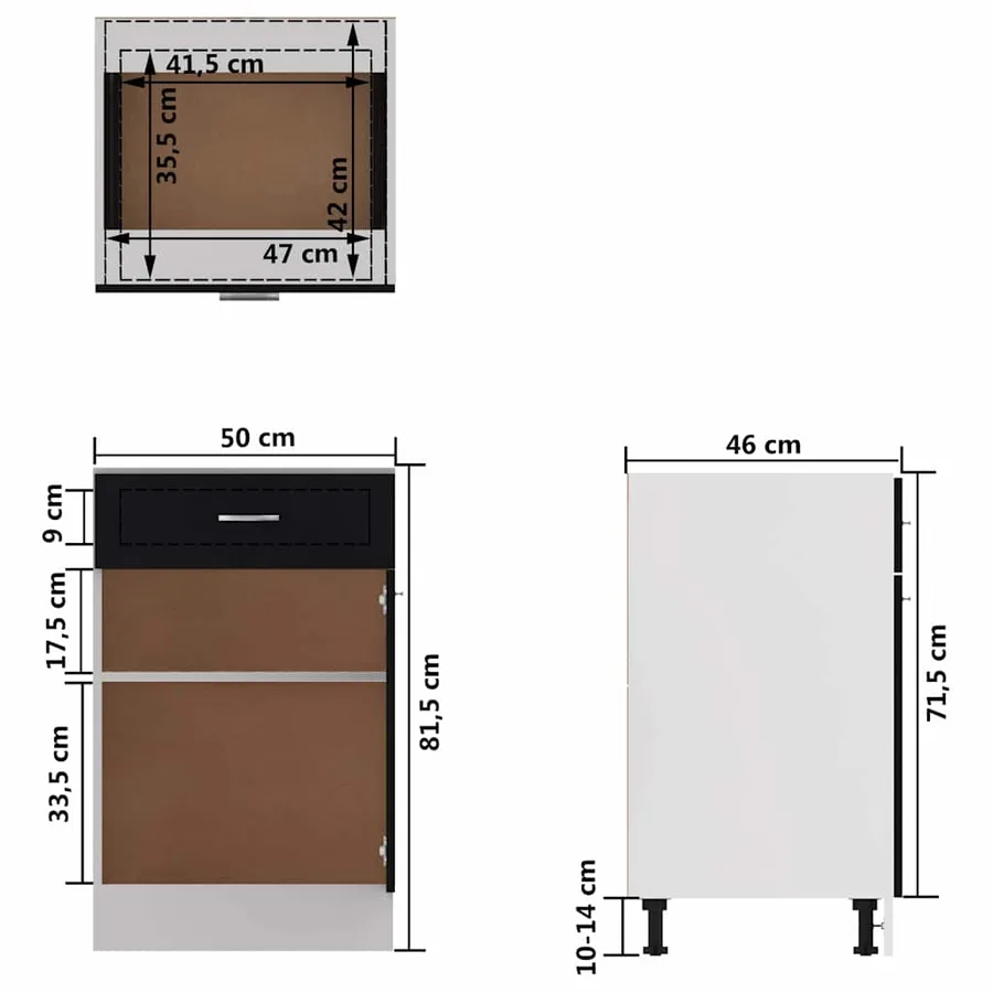 Armoire à tiroirs "Lyon" Noir 50 x 46 x 81,5 cm Bois d'ingénierie - 9
