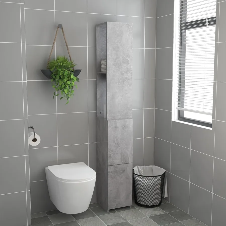 Armoire de bain gris béton 25x26,5x170 cm bois d'ingénierie - 3