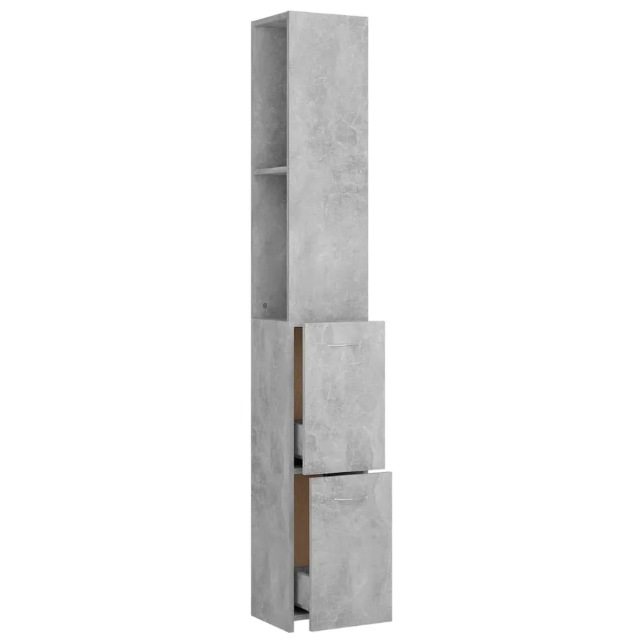 Armoire de bain gris béton 25x26,5x170 cm bois d'ingénierie - 6