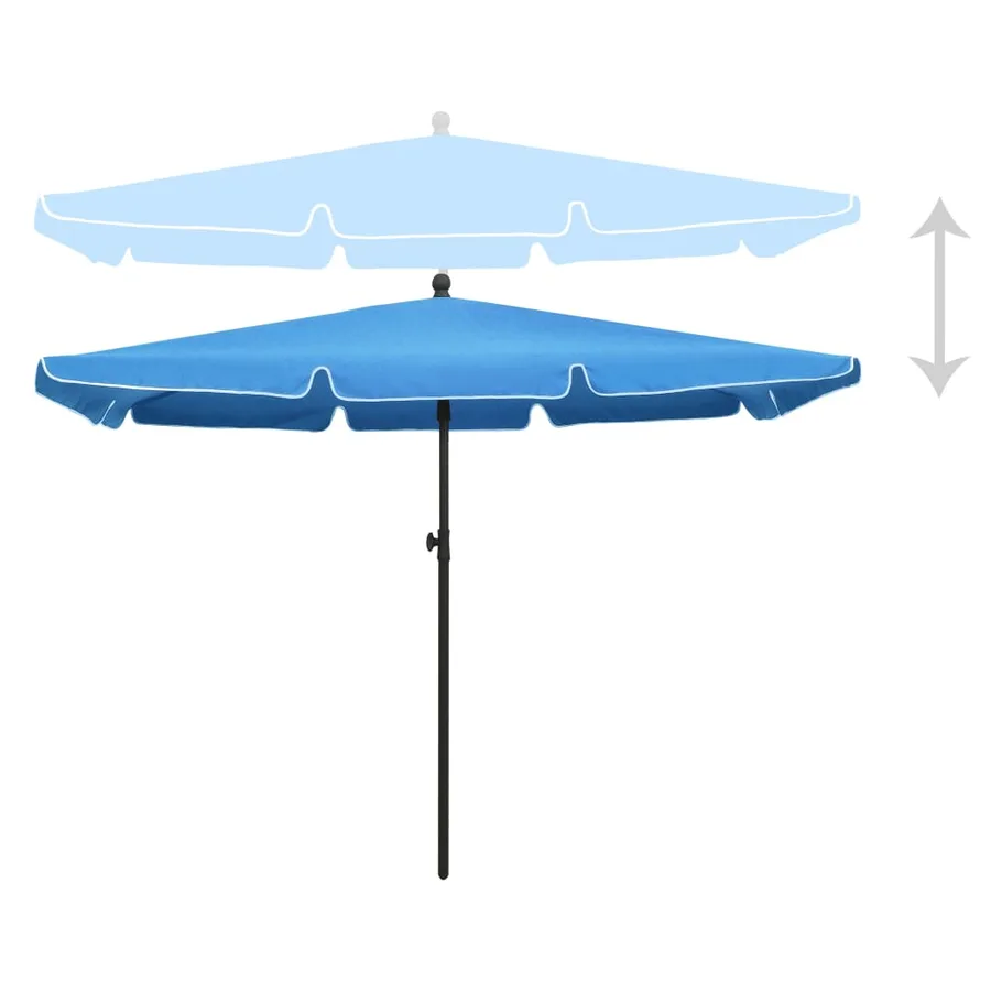 Parasol de jardin avec mât 210x140 cm Bleu azuré - 3