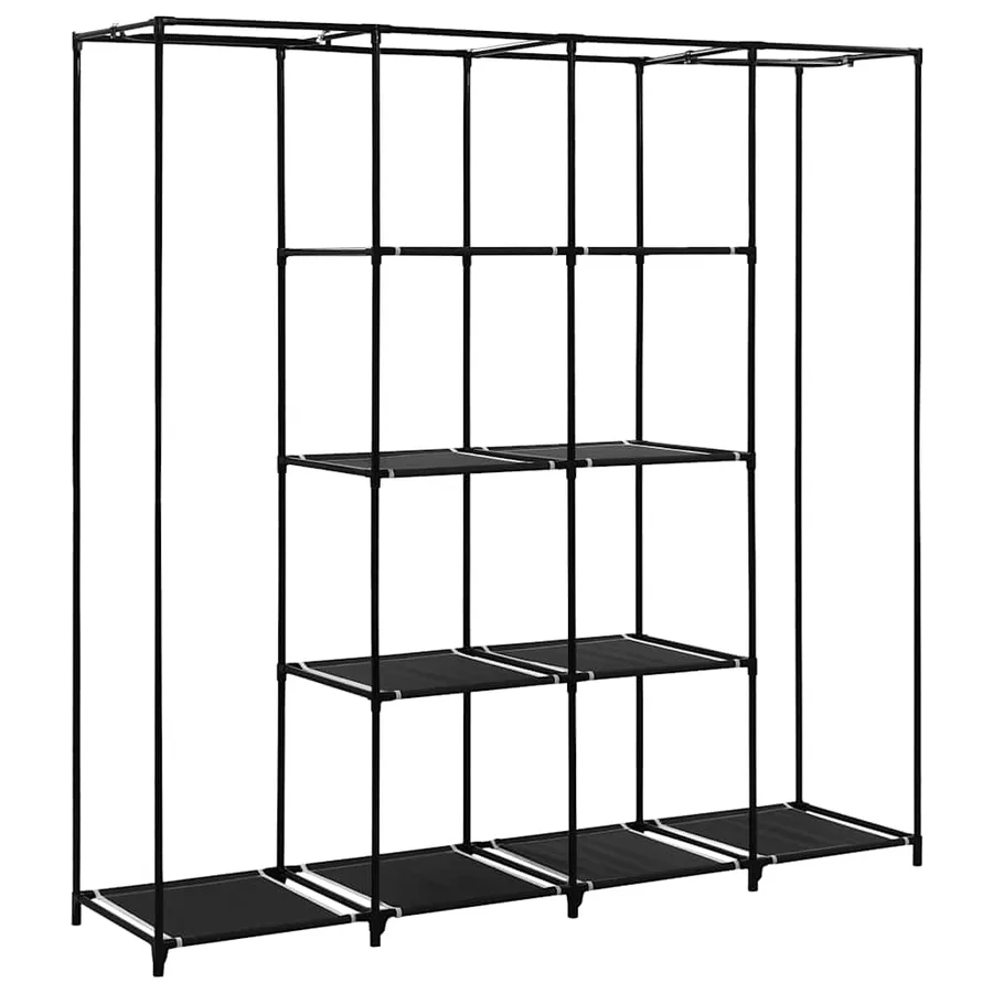 Garde-robe avec 4 compartiments Noir 175x45x170 cm - 7