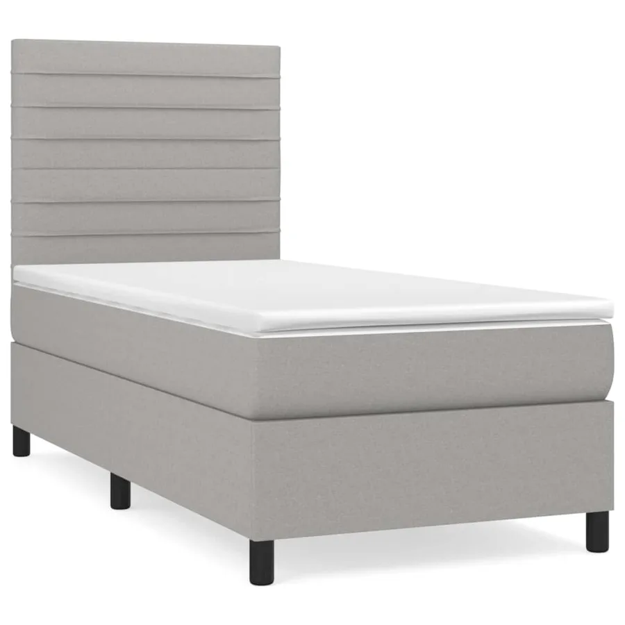 Sommier à lattes de lit avec matelas Gris clair 100x200cm Tissu - 2