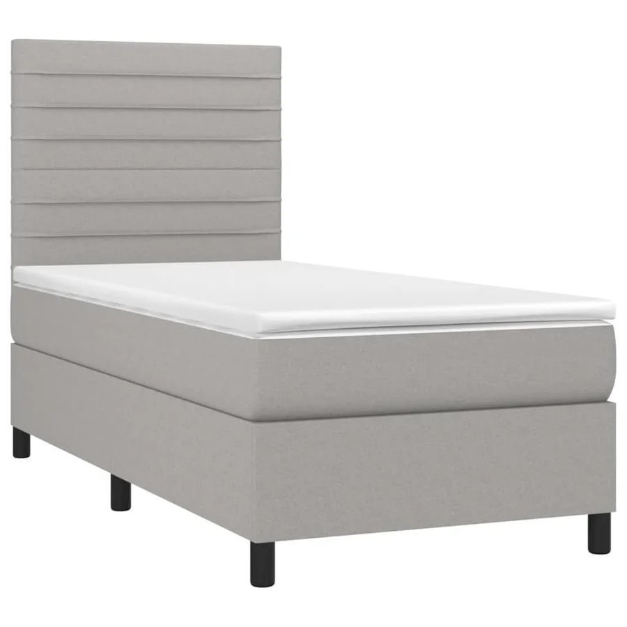 Sommier à lattes de lit avec matelas Gris clair 100x200cm Tissu - 3