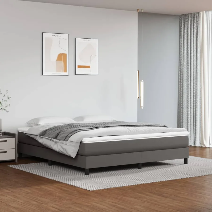 Matelas de lit à ressorts ensachés fermeté moyenne Gris 180x200x20cm Similicuir